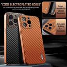 For iPhone 15 Pro AZNS Electroplated Edge Carbon Fiber Texture Phone Case(Black) - 3