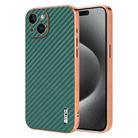 For iPhone 15 AZNS Electroplated Edge Carbon Fiber Texture Phone Case(Green) - 1