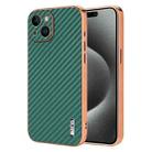 For iPhone 14 AZNS Electroplated Edge Carbon Fiber Texture Phone Case(Green) - 1