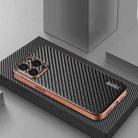 For iPhone 14 Pro AZNS Electroplated Edge Carbon Fiber Texture Phone Case(Black) - 2