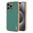 For iPhone 14 Pro AZNS Electroplated Edge Carbon Fiber Texture Phone Case(Green) - 1