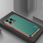 For iPhone 14 Pro AZNS Electroplated Edge Carbon Fiber Texture Phone Case(Green) - 2