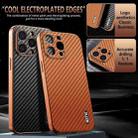 For iPhone 14 Pro Max AZNS Electroplated Edge Carbon Fiber Texture Phone Case(Brown) - 3