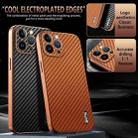 For iPhone 13 Pro Max AZNS Electroplated Edge Carbon Fiber Texture Phone Case(Brown) - 3