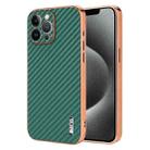 For iPhone 13 Pro AZNS Electroplated Edge Carbon Fiber Texture Phone Case(Green) - 1