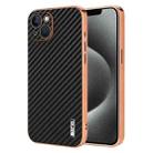 For iPhone 13 AZNS Electroplated Edge Carbon Fiber Texture Phone Case(Black) - 1