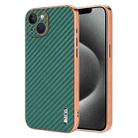 For iPhone 13 AZNS Electroplated Edge Carbon Fiber Texture Phone Case(Green) - 1