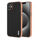 For iPhone 12 AZNS Electroplated Edge Carbon Fiber Texture Phone Case(Black) - 1