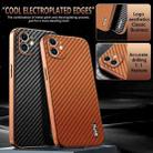 For iPhone 12 AZNS Electroplated Edge Carbon Fiber Texture Phone Case(Black) - 3