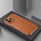 For iPhone 12 Pro Max AZNS Electroplated Edge Carbon Fiber Texture Phone Case(Brown) - 2