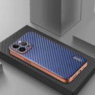 For iPhone 12 Pro Max AZNS Electroplated Edge Carbon Fiber Texture Phone Case(Blue) - 2