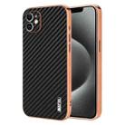 For iPhone 11 AZNS Electroplated Edge Carbon Fiber Texture Phone Case(Black) - 1