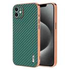 For iPhone 11 AZNS Electroplated Edge Carbon Fiber Texture Phone Case(Green) - 1
