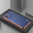For iPhone 11 Pro AZNS Electroplated Edge Carbon Fiber Texture Phone Case(Blue) - 2