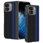 For Google Pixel 9 Pro Fold Ultra-thin Carbon Fiber Texture Printing Phone Case(Black Blue) - 1