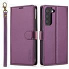 For Samsung Galaxy S25 5G LC.IMEEKE L2 Series Detachable Magsafe PU Phone Case with Lanyard(Purple) - 1