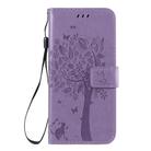 For Motorola Moto E6s (2020) Tree & Cat Embossed Pattern Horizontal Flip Leather Case with Holder & Card Slots & Wallet & Lanyard(Light Purple) - 2