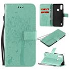 For Motorola Moto E6s (2020) Tree & Cat Embossed Pattern Horizontal Flip Leather Case with Holder & Card Slots & Wallet & Lanyard(Green) - 1