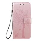 For Motorola Moto E6s (2020) Tree & Cat Embossed Pattern Horizontal Flip Leather Case with Holder & Card Slots & Wallet & Lanyard(Rose Gold) - 2