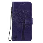 For Motorola Moto E6s (2020) Tree & Cat Embossed Pattern Horizontal Flip Leather Case with Holder & Card Slots & Wallet & Lanyard(Purple) - 2