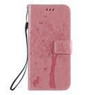 For Motorola Moto E6s (2020) Tree & Cat Embossed Pattern Horizontal Flip Leather Case with Holder & Card Slots & Wallet & Lanyard(Pink) - 2