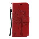 For Motorola Moto E6s (2020) Tree & Cat Embossed Pattern Horizontal Flip Leather Case with Holder & Card Slots & Wallet & Lanyard(Red) - 2