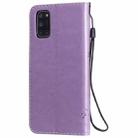 For Oppo A52 / A72 / A92 Tree & Cat Embossed Pattern Horizontal Flip Leather Case with Holder & Card Slots & Wallet & Lanyard(Light Purple) - 3