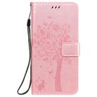 For Oppo A52 / A72 / A92 Tree & Cat Embossed Pattern Horizontal Flip Leather Case with Holder & Card Slots & Wallet & Lanyard(Rose Gold) - 2