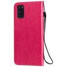 For Oppo A52 / A72 / A92 Tree & Cat Embossed Pattern Horizontal Flip Leather Case with Holder & Card Slots & Wallet & Lanyard(Rose Red) - 3