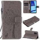 For Oppo A52 / A72 / A92 Tree & Cat Embossed Pattern Horizontal Flip Leather Case with Holder & Card Slots & Wallet & Lanyard(Grey) - 1