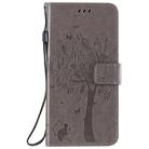 For Oppo A52 / A72 / A92 Tree & Cat Embossed Pattern Horizontal Flip Leather Case with Holder & Card Slots & Wallet & Lanyard(Grey) - 2