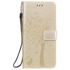 For Oppo A52 / A72 / A92 Tree & Cat Embossed Pattern Horizontal Flip Leather Case with Holder & Card Slots & Wallet & Lanyard(Gold) - 2