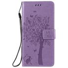 For Oppo Reno3 5G/ Find X2 Lite Tree & Cat Embossed Pattern Horizontal Flip Leather Case with Holder & Card Slots & Wallet & Lanyard(Light Purple) - 2