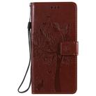 For Oppo Reno3 5G/ Find X2 Lite Tree & Cat Embossed Pattern Horizontal Flip Leather Case with Holder & Card Slots & Wallet & Lanyard(Coffee) - 1