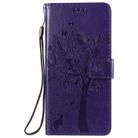 For Oppo Reno3 5G/ Find X2 Lite Tree & Cat Embossed Pattern Horizontal Flip Leather Case with Holder & Card Slots & Wallet & Lanyard(Purple) - 2