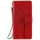 For Oppo Reno3 5G/ Find X2 Lite Tree & Cat Embossed Pattern Horizontal Flip Leather Case with Holder & Card Slots & Wallet & Lanyard(Red) - 2