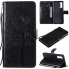 For Oppo Reno3 5G/ Find X2 Lite Tree & Cat Embossed Pattern Horizontal Flip Leather Case with Holder & Card Slots & Wallet & Lanyard(Black) - 1