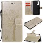 For Oppo Reno3 5G/ Find X2 Lite Tree & Cat Embossed Pattern Horizontal Flip Leather Case with Holder & Card Slots & Wallet & Lanyard(Gold) - 1