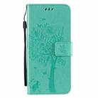 For Oppo Reno3 Pro 4G Tree & Cat Embossed Pattern Horizontal Flip Leather Case with Holder & Card Slots & Wallet & Lanyard(Green) - 2