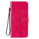 For Oppo Reno3 Pro 4G Tree & Cat Embossed Pattern Horizontal Flip Leather Case with Holder & Card Slots & Wallet & Lanyard(Rose Red) - 2