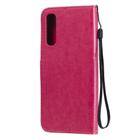 For Oppo Reno3 Pro 4G Tree & Cat Embossed Pattern Horizontal Flip Leather Case with Holder & Card Slots & Wallet & Lanyard(Rose Red) - 3