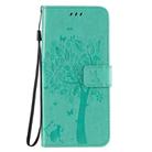 For Oppo Reno3 Pro 5G / Find X2 Neo Tree & Cat Embossed Pattern Horizontal Flip Leather Case with Holder & Card Slots & Wallet & Lanyard(Green) - 2