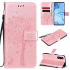 For Oppo Reno3 Pro 5G / Find X2 Neo Tree & Cat Embossed Pattern Horizontal Flip Leather Case with Holder & Card Slots & Wallet & Lanyard(Rose Gold) - 1