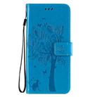 For Oppo Reno3 Pro 5G / Find X2 Neo Tree & Cat Embossed Pattern Horizontal Flip Leather Case with Holder & Card Slots & Wallet & Lanyard(Blue) - 2