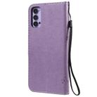 For Oppo Reno4 5G Tree & Cat Embossed Pattern Horizontal Flip Leather Case with Holder & Card Slots & Wallet & Lanyard(Light Purple) - 3