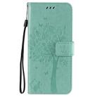 For Oppo Reno4 5G Tree & Cat Embossed Pattern Horizontal Flip Leather Case with Holder & Card Slots & Wallet & Lanyard(Green) - 2