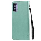 For Oppo Reno4 5G Tree & Cat Embossed Pattern Horizontal Flip Leather Case with Holder & Card Slots & Wallet & Lanyard(Green) - 3