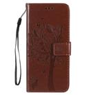 For Oppo Reno4 5G Tree & Cat Embossed Pattern Horizontal Flip Leather Case with Holder & Card Slots & Wallet & Lanyard(Coffee) - 2