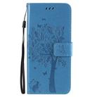 For Oppo Reno4 5G Tree & Cat Embossed Pattern Horizontal Flip Leather Case with Holder & Card Slots & Wallet & Lanyard(Blue) - 2