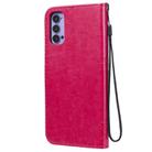 For Oppo Reno4 5G Tree & Cat Embossed Pattern Horizontal Flip Leather Case with Holder & Card Slots & Wallet & Lanyard(Rose Red) - 3